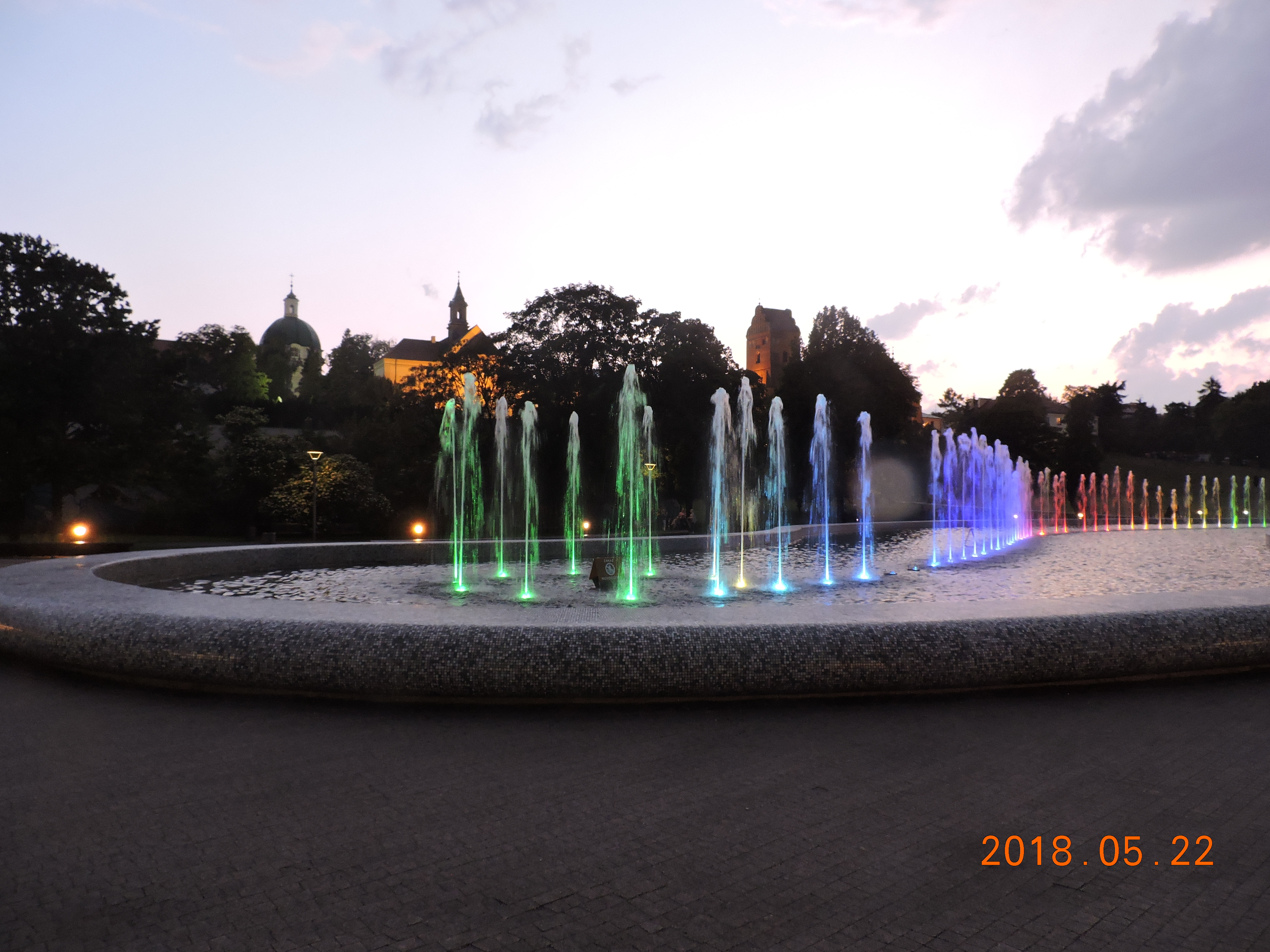 Warsaw Night. Fountains.